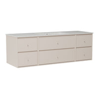 Beige six-drawer dresser with a smooth white countertop and minimalistic design, perfect for modern interiors.