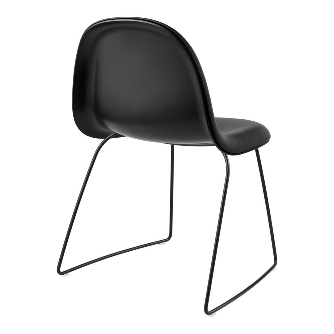 Gubi 3D Dining Chair - Sledge Base Stackable - Front Upholstered - Plastic Shell