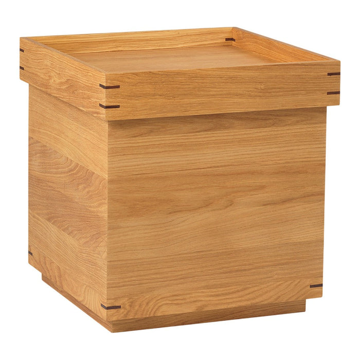 Light brown wooden cube storage box with a smooth, natural finish and minimalistic design.
