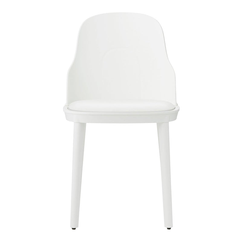 Minimalist white chair with a smooth, solid finish and sleek design, perfect for modern interiors.
