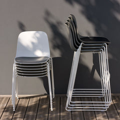 Seela Outdoor Side Chair w/ White Powder-Coated Frame - Stackable