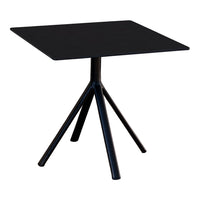 Black square side table with a sleek, minimalist design and tripod legs. Perfect for modern decor.