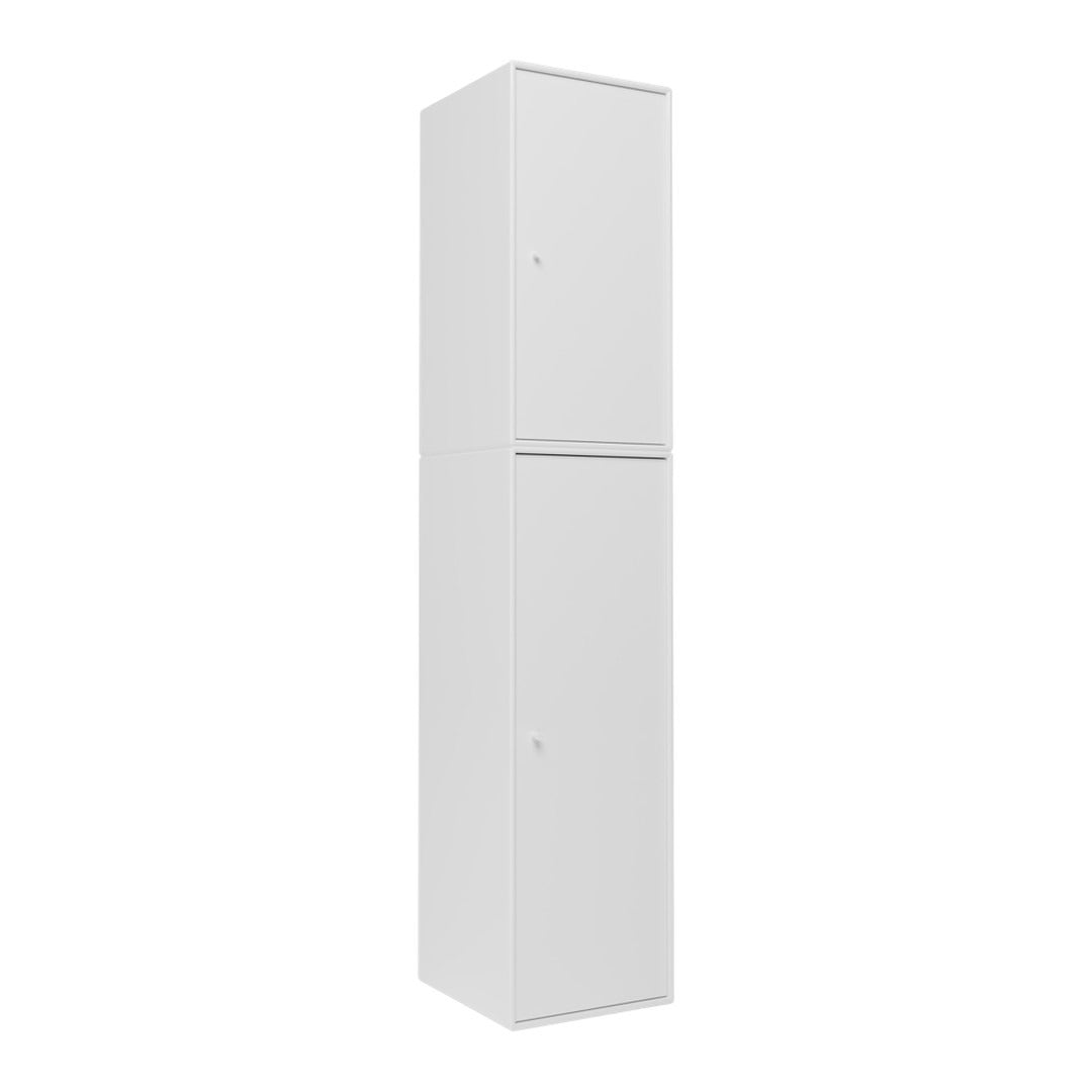 Sleek, modern white tall cabinet with a smooth, glossy finish, perfect for any contemporary space.