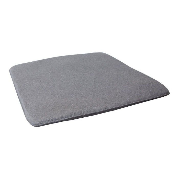 Gray square cushion with a smooth, textured fabric for versatile indoor or outdoor use.