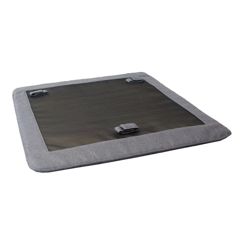 Gray pet mat with a smooth black center, featuring a modern and minimalistic design. Perfect for stylish interiors.