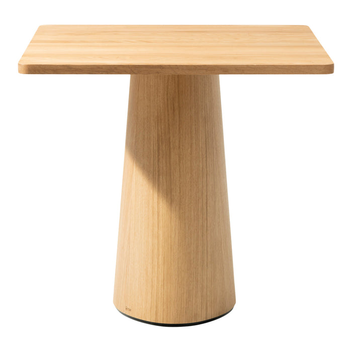 Light oak wood table with a smooth, natural finish and modern, minimalist design. Subtle grain pattern enhances aesthetics.