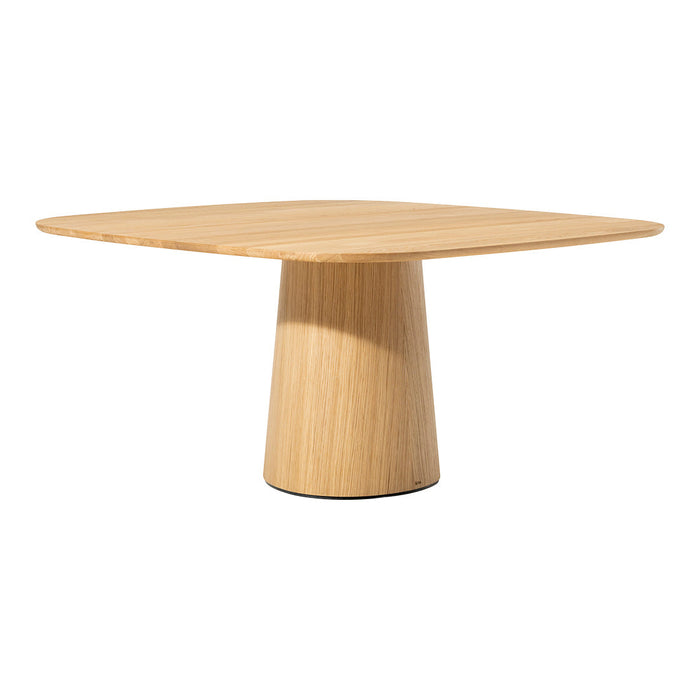 Light oak square table with a smooth finish and minimalist design; perfect for modern decor.