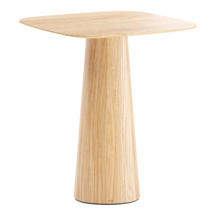Light natural wood table with a smooth, light grain and soft tapered design, ideal for modern decor.
