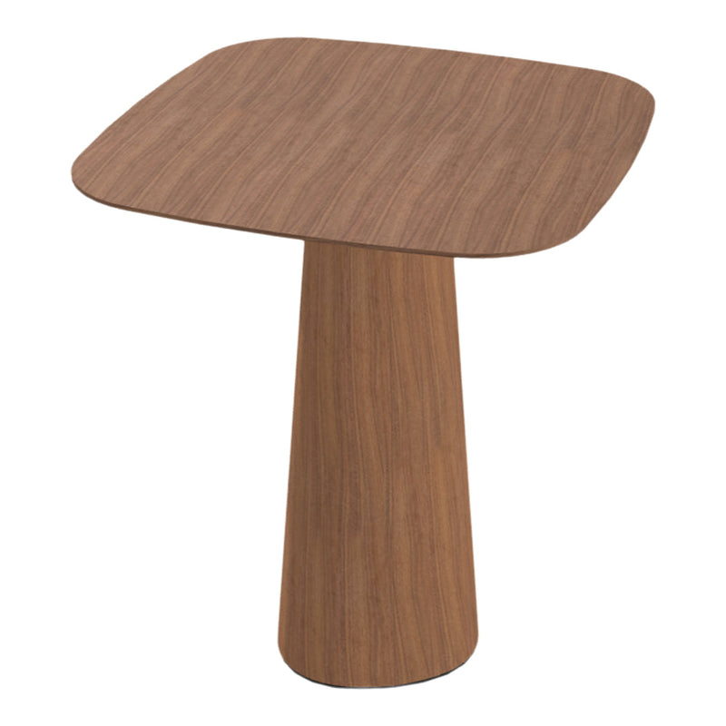 Square table with a smooth, light brown wood finish and subtle grain patterns for a modern touch.