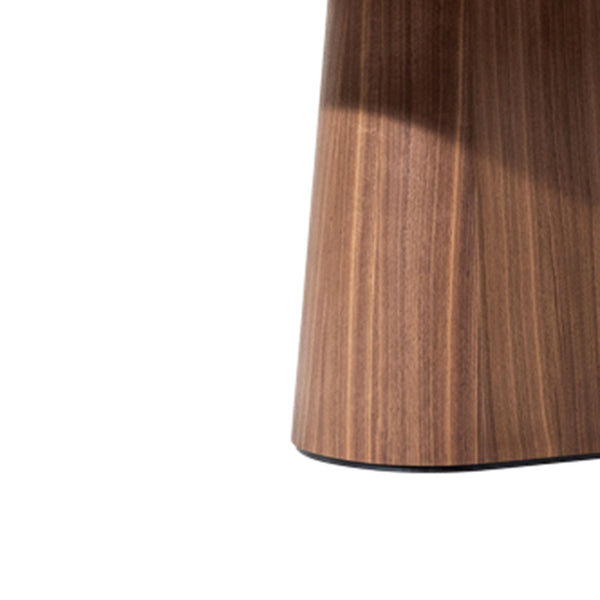 Wooden lamp base with warm brown tones and natural grain pattern. Stylish and contemporary design accent.