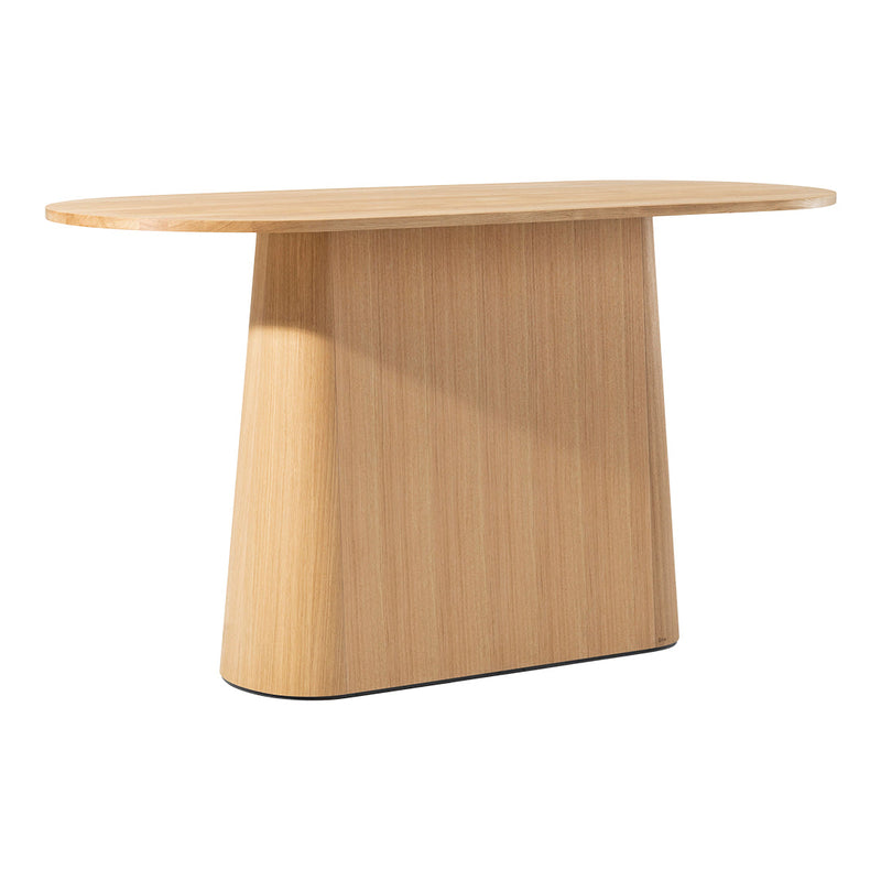 Light oak console table with a sleek, minimal design and natural wood grain pattern. Perfect for modern interiors.