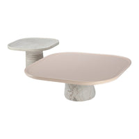 Two modern serving trays with soft pink and gray tones, featuring smooth and textured surfaces. Perfect for stylish displays.