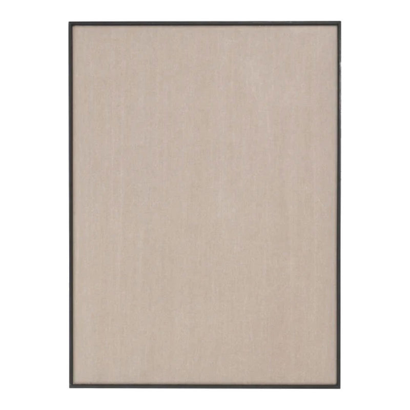 Beige textured surface with a subtle pattern, framed in sleek black for a modern touch.