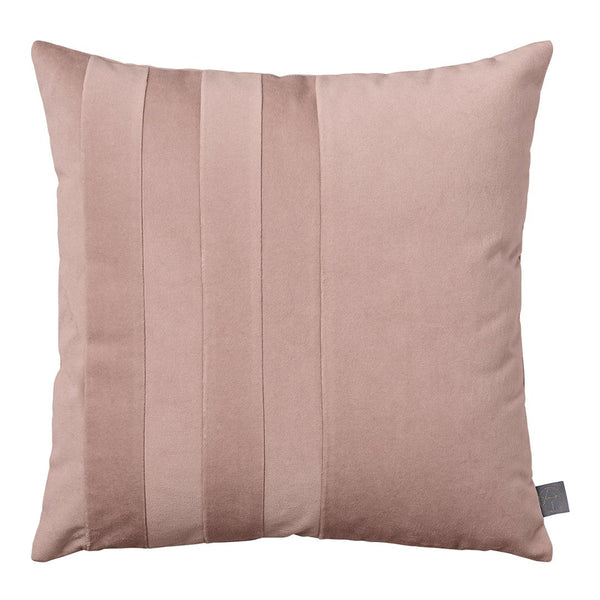 Blush pink decorative pillow with vertical stripes, adding a soft and modern touch to any decor.