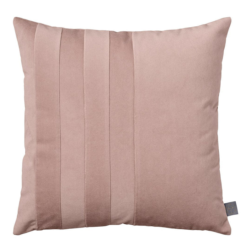 Blush pink decorative pillow with vertical stripes, adding a soft and modern touch to any decor.