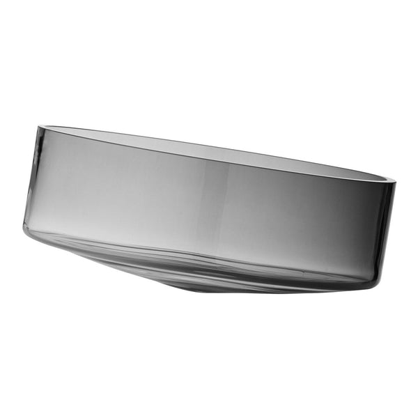 Stylish gray transparent bowl with a smooth, modern silhouette and subtle swirling pattern. Perfect for contemporary decor.