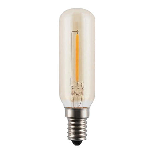 Vintage-style bulb with a warm yellow filament and clear glass casing, set in a silver base.