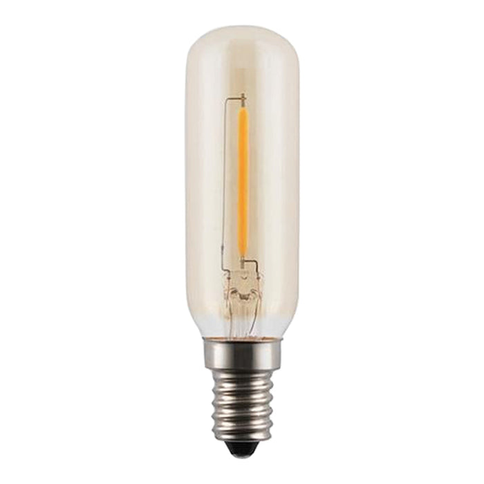 Vintage-style bulb with a warm yellow filament and clear glass casing, set in a silver base.