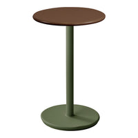 Brown top and green base accent table with a sleek, modern design for versatile decor.