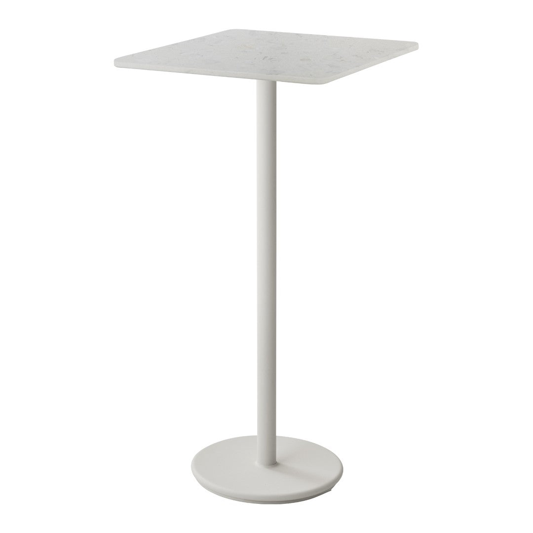 Modern white metal side table with a smooth, minimalist design and a square top, perfect for any decor.