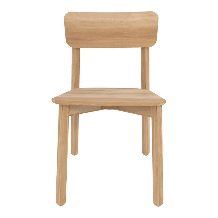 Light natural wood chair with a minimalist design, featuring a smooth finish and simple, clean lines.
