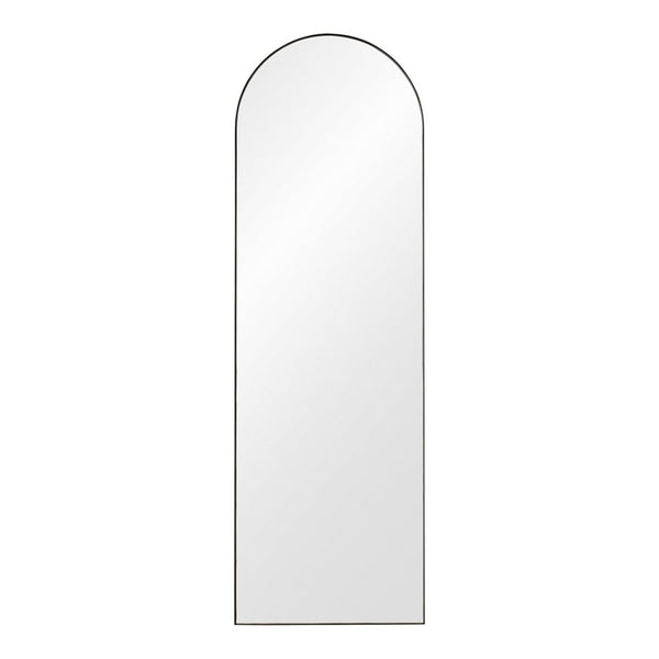 Full-length arch mirror with a sleek silver frame and clear reflective finish, perfect for modern decor.