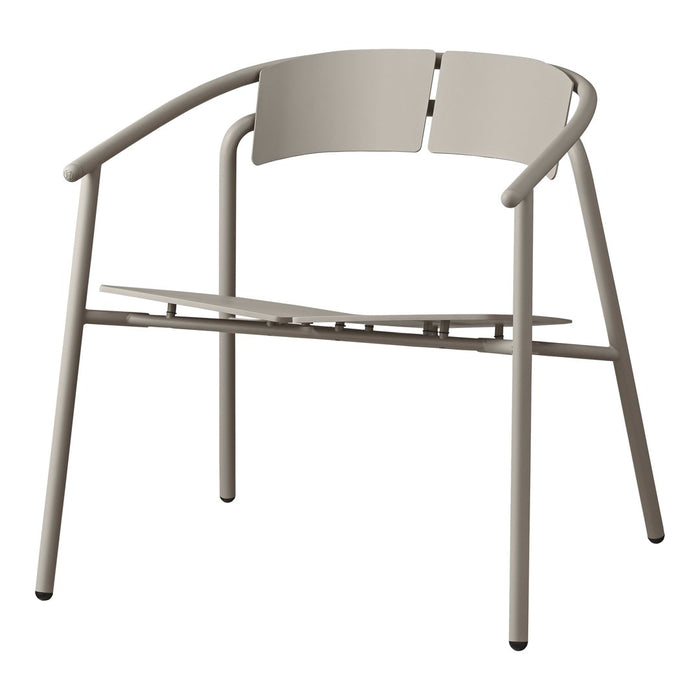 Light beige modern chair with sleek, minimalist design and curved backrest, perfect for contemporary decor.