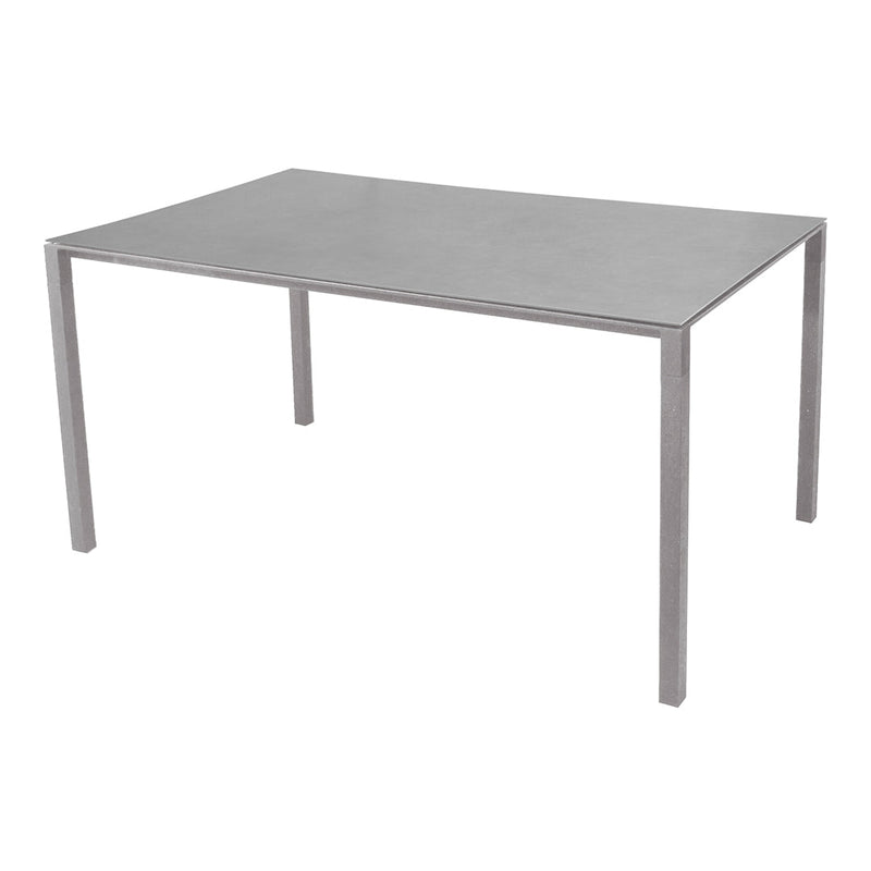 Modern rectangular table in sleek silver finish, featuring a minimalist design with a smooth surface and straight legs.