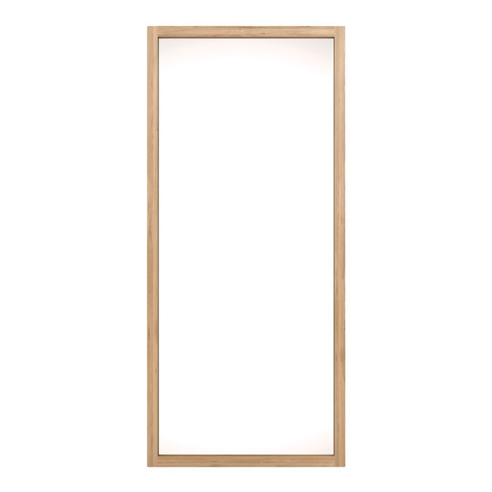 Natural wood frame with a smooth, light finish and clean, minimalist design, showcasing a plain white backdrop.