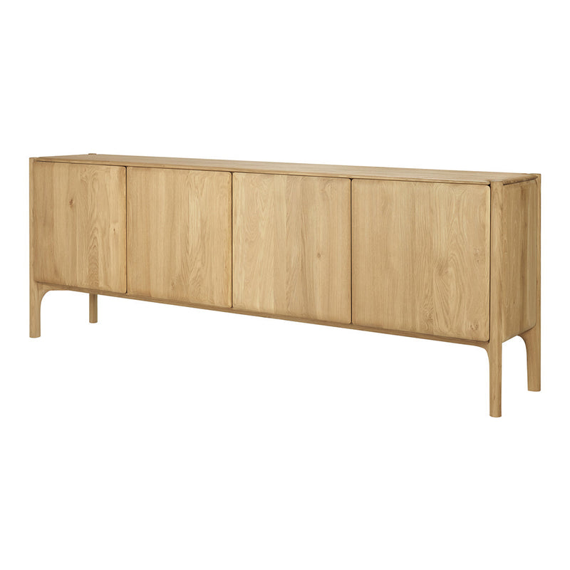 Natural wood sideboard in light oak with a smooth finish and minimalist design, featuring a simple, clean pattern.