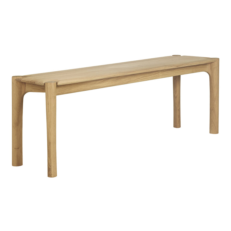 Natural wood finish bench with clean lines and a minimalist design, featuring a warm beige tone. Ideal for modern decor.