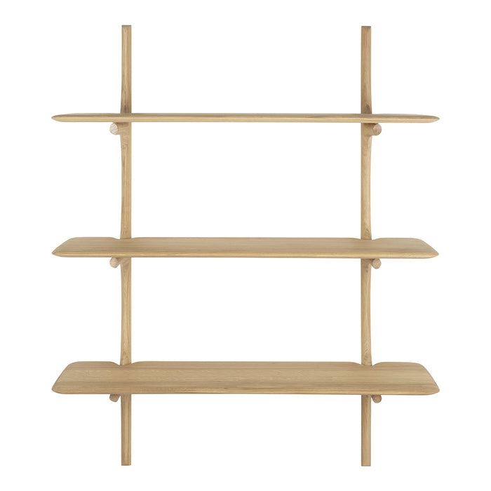 Minimalist wooden shelf in natural light beige with clean lines and no visible patterns. Perfect for modern decor.