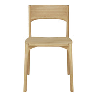 Natural wood chair with a light blonde finish and a minimalist design, featuring a smooth, unadorned surface.