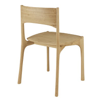 Natural wood chair with smooth, light oak finish and minimalist design. Perfect for modern and rustic decor.