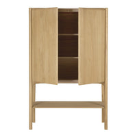 Natural wood cabinet in light beige with smooth finish and clean lines, featuring no visible patterns.