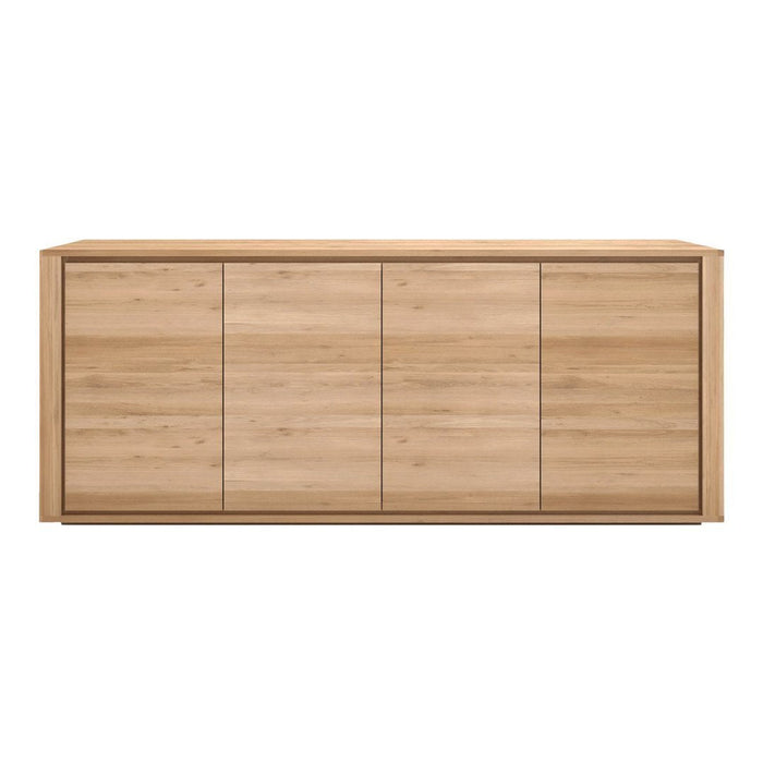 Light wood sideboard featuring a sleek, smooth, natural finish with subtle grain patterns. Perfect for modern decor.