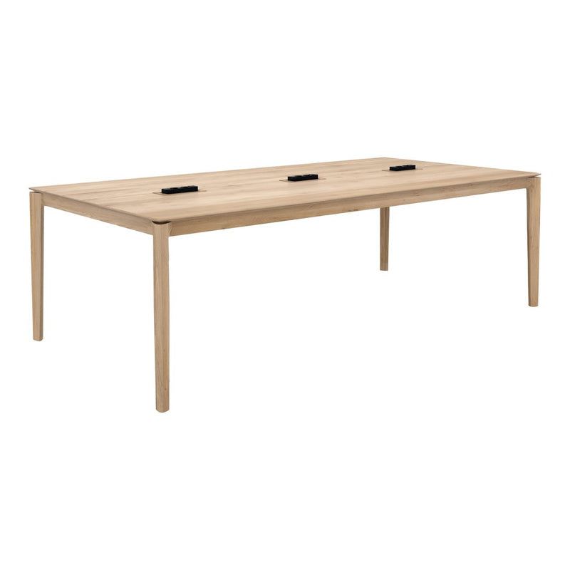 Light natural wood dining table with a smooth finish and sleek, minimalistic design. Ideal for modern interiors.