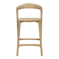 Natural wood bar stool in light oak finish, featuring a smooth, minimalist design with clean lines.