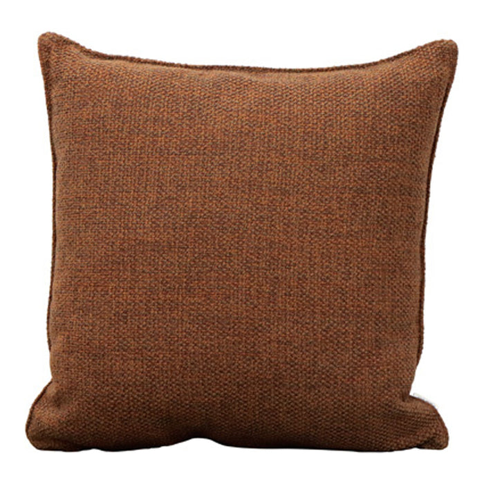 Textured brown throw pillow with subtle woven pattern, perfect for adding warmth to any decor.