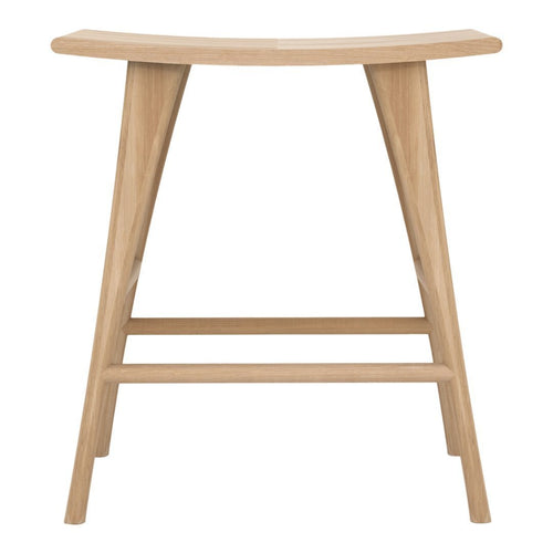 Natural wood bar stool in light beige with a sleek, minimalistic design and smooth finish. Ideal for modern decor.