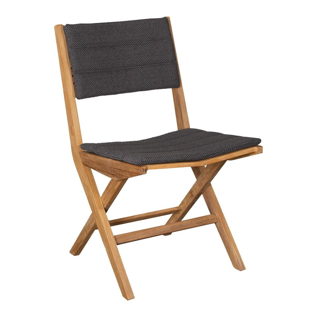 Gray upholstered chair with a sleek fabric pattern and natural wood frame, perfect for modern decor.