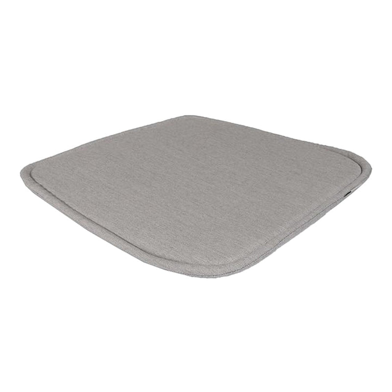 Gray square cushion with a soft textured fabric and rounded edges. Simple, solid color design for versatile use.