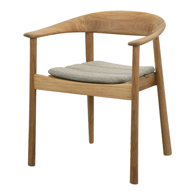 Light wood chair with a natural finish and a soft gray cushion, featuring smooth curves and a minimalist design.