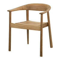 Natural wood chair with smooth, light brown finish and minimalist curved design, showcasing a modern aesthetic.