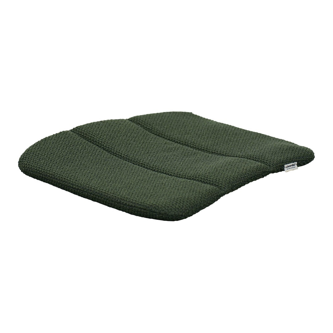 Green textured cushion with a smooth, contoured design, perfect for comfortable seating.