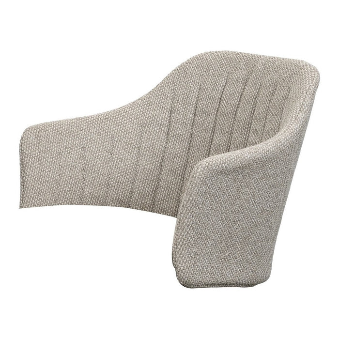 Light gray upholstered chair with subtle ribbed texture and a modern, curved design. Perfect for contemporary decor.