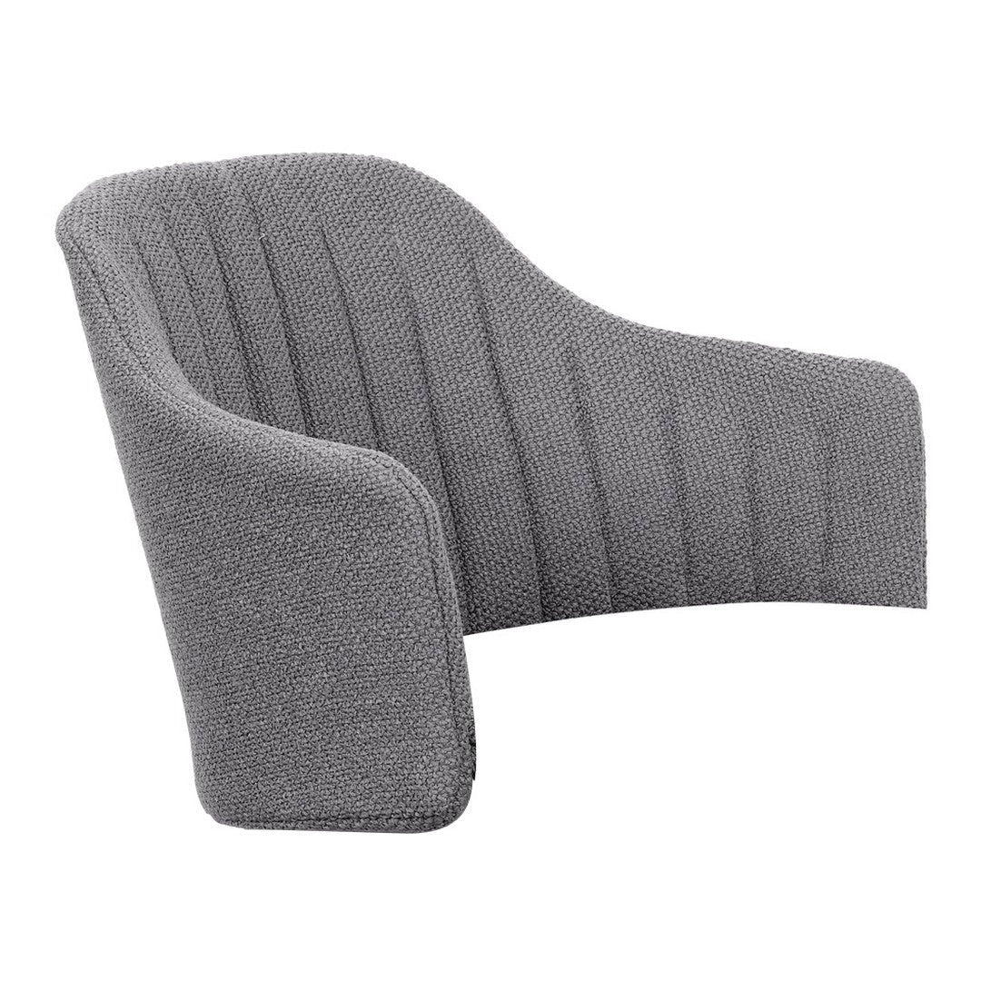 Gray textured armchair with vertical ribbed pattern, perfect for modern decor.