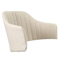 Beige chair with a plush texture and vertical ribbed pattern, offering a modern, minimalist design.