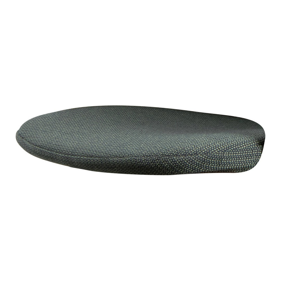 Dark gray cushion with a textured pattern, featuring a smooth, rounded design. Perfect for modern decor.