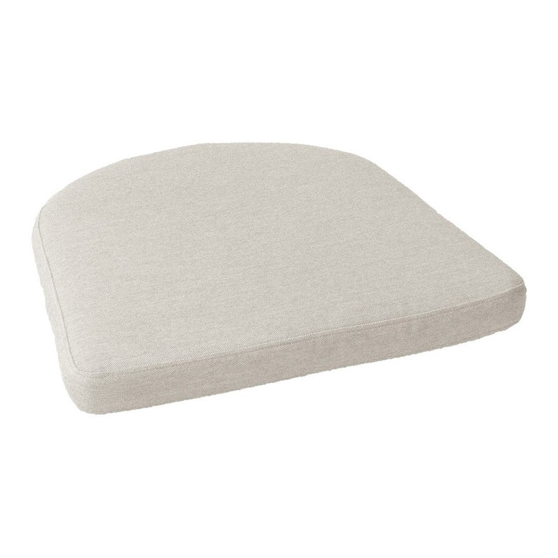 "Light beige cushion with a smooth, subtle texture and rounded corners, perfect for outdoor seating."